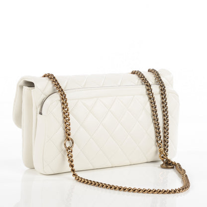 Chanel Calfskin Quilted Medium CC Crown Flap White 3 of 9