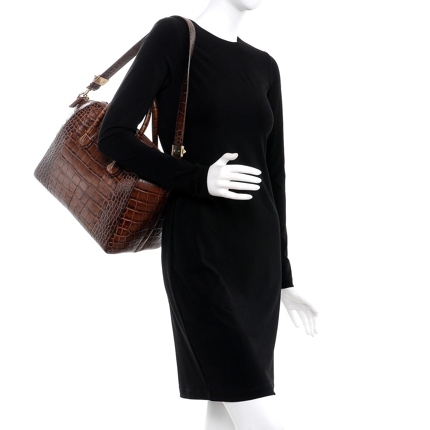 Givenchy Calfskin Crocodile Embossed Medium Antigona Brown 2 of 9