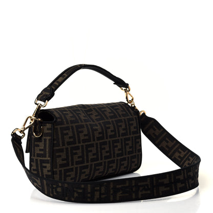 Fendi Fabric Jacquard FF 1974 Medium Baguette Tobacco Moro Black 2 of 4