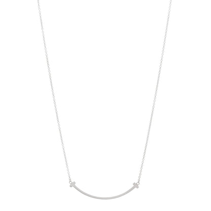 Tiffany 18K White Gold Small T Smile Pendant Necklace 1 of 5
