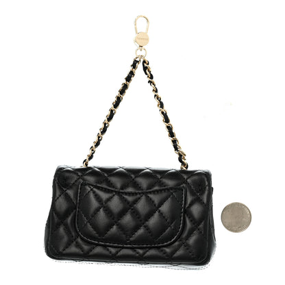 Chanel Lambskin Quilted Mini Flap Bag Charm With Hook Black 2 of 7