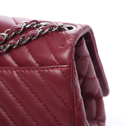 Chanel Lambskin Surpique Chevron Medium Single Flap Dark Red 10 of 14