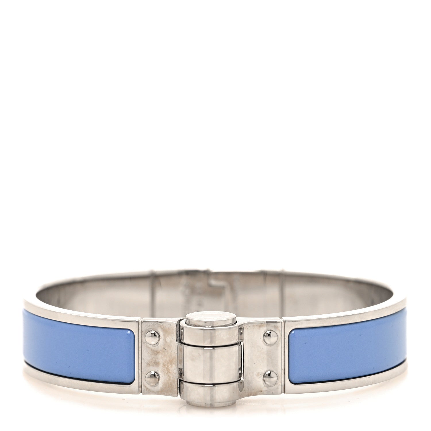 Hermes Enamel Charniere Uni Narrow Hinged Bracelet Bleu Lavande 1 of 5