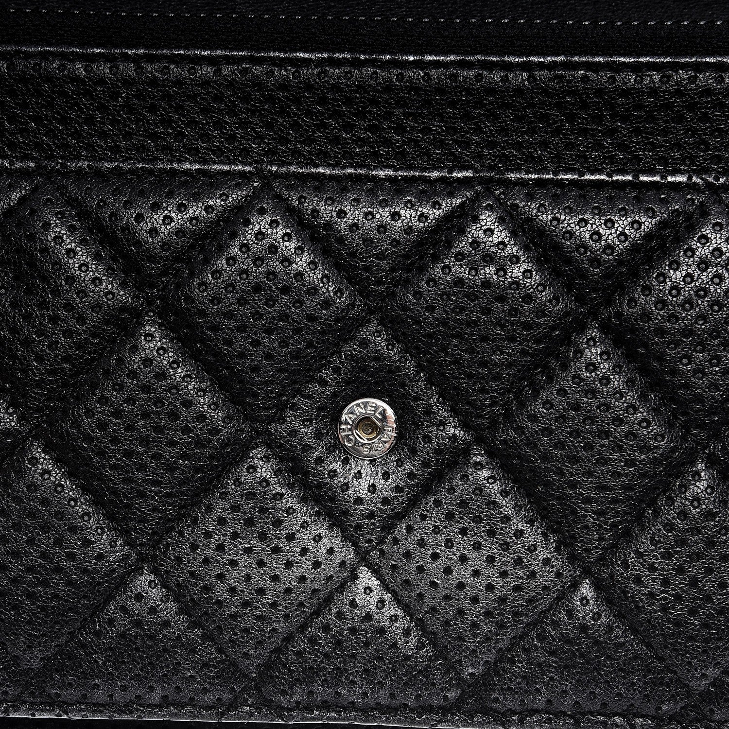 Chanel Metallic Perforated Lambskin Quilted Wallet On Chain WOC Black 10 of 10