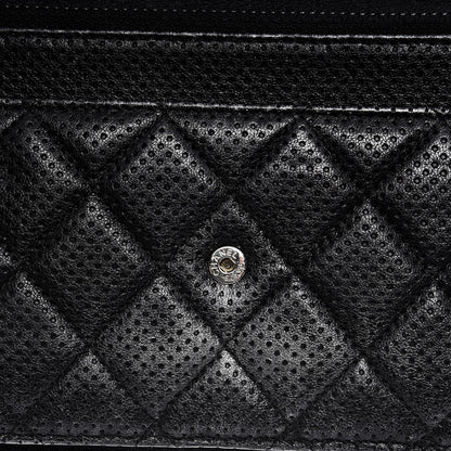 Chanel Metallic Perforated Lambskin Quilted Wallet On Chain WOC Black 10 of 10