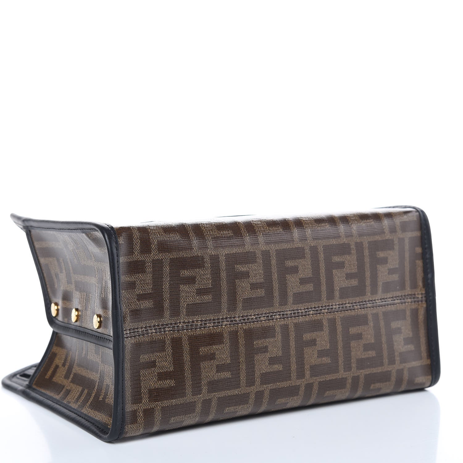 Fendi Glazed Fabric Vitello Century FF 1974 Stamp Patch Mini Peekaboo Defender Cover Mogano Panna Black 4 of 9
