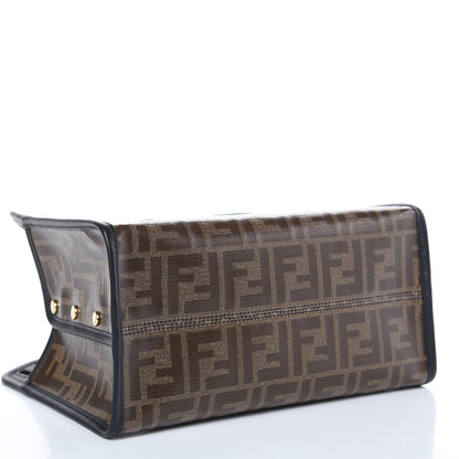Fendi Glazed Fabric Vitello Century FF 1974 Stamp Patch Mini Peekaboo Defender Cover Mogano Panna Black 4 of 9