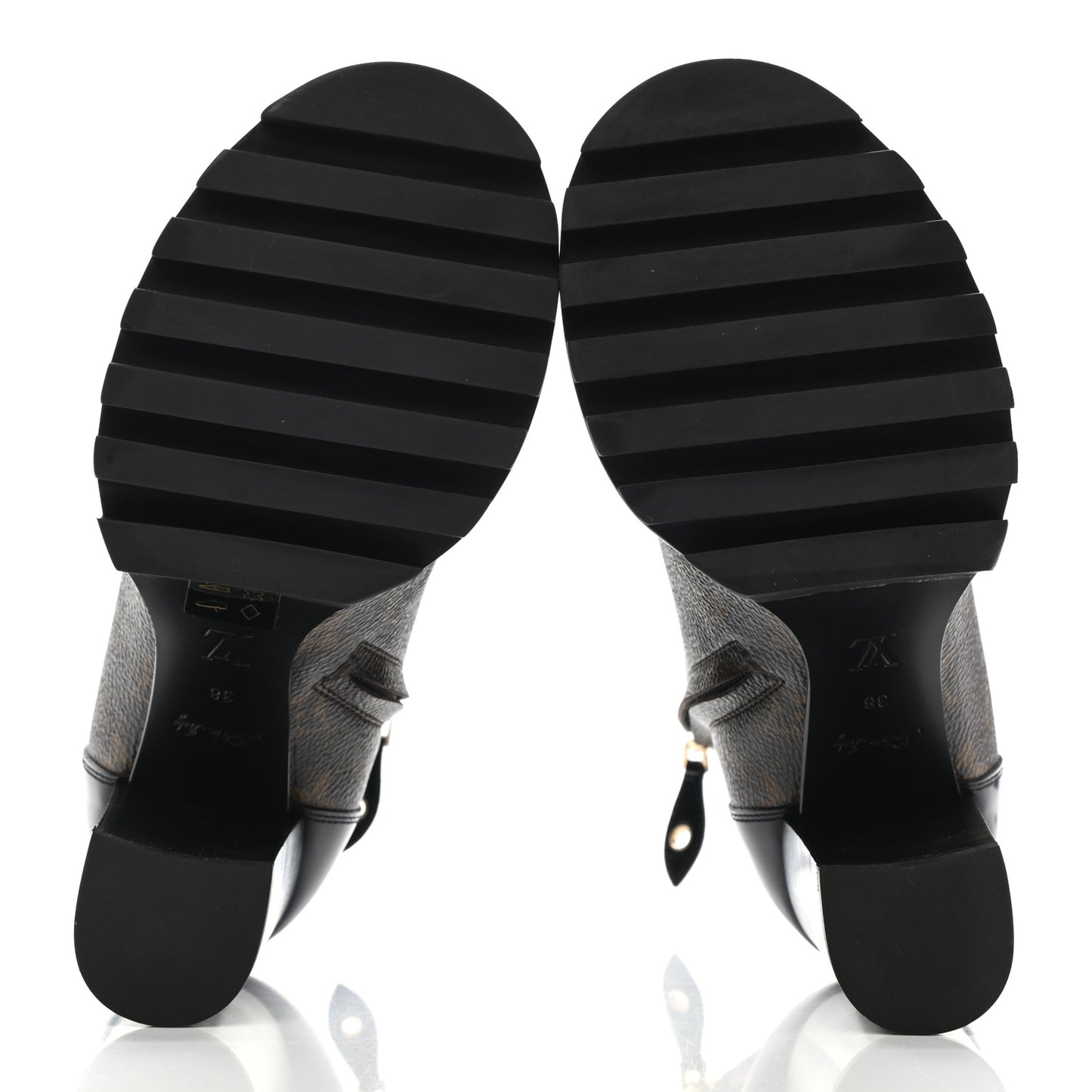 Patent Calfskin Monogram Star Trail Ankle Boots 38 Black