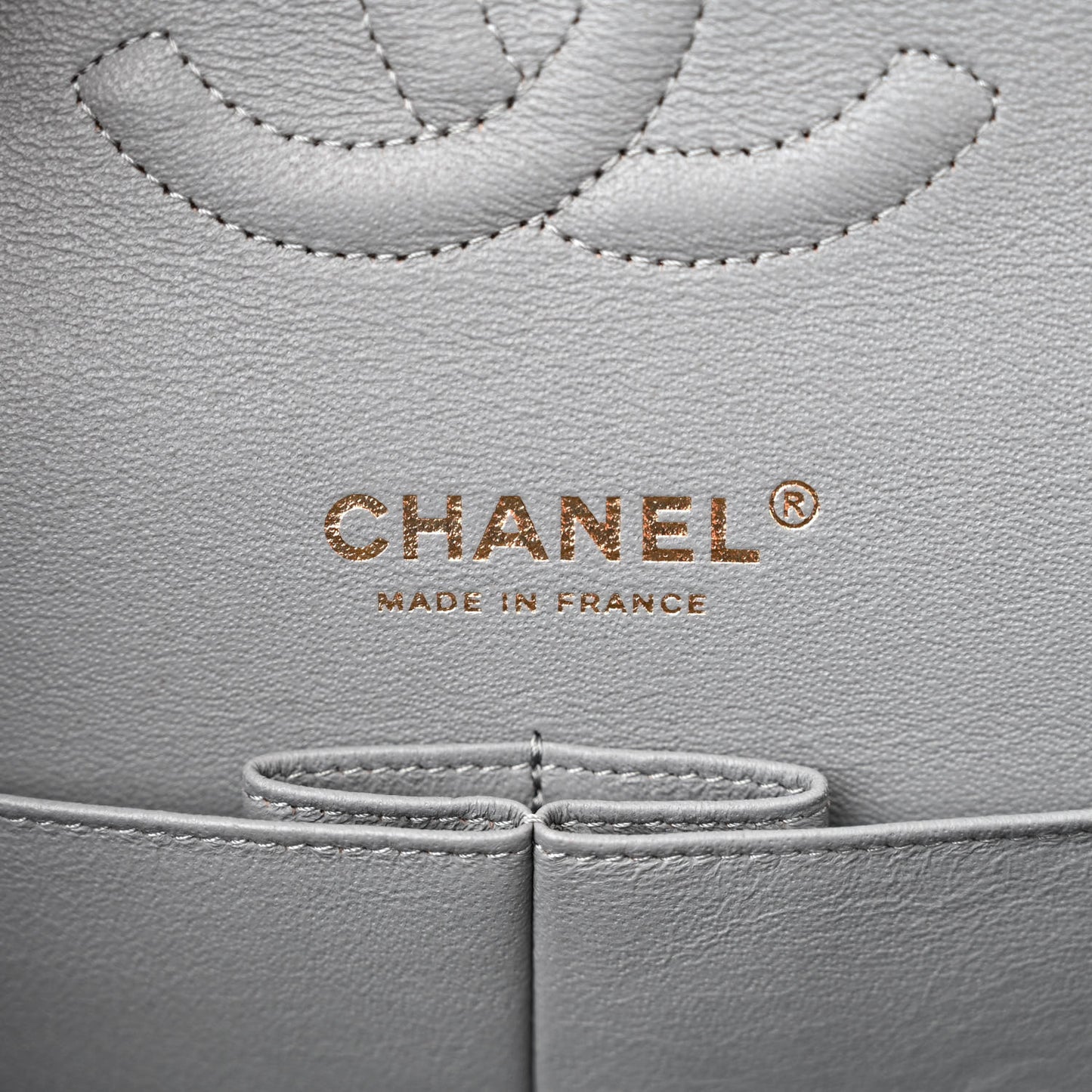 Caviar Quilted Medium Double Flap Grey