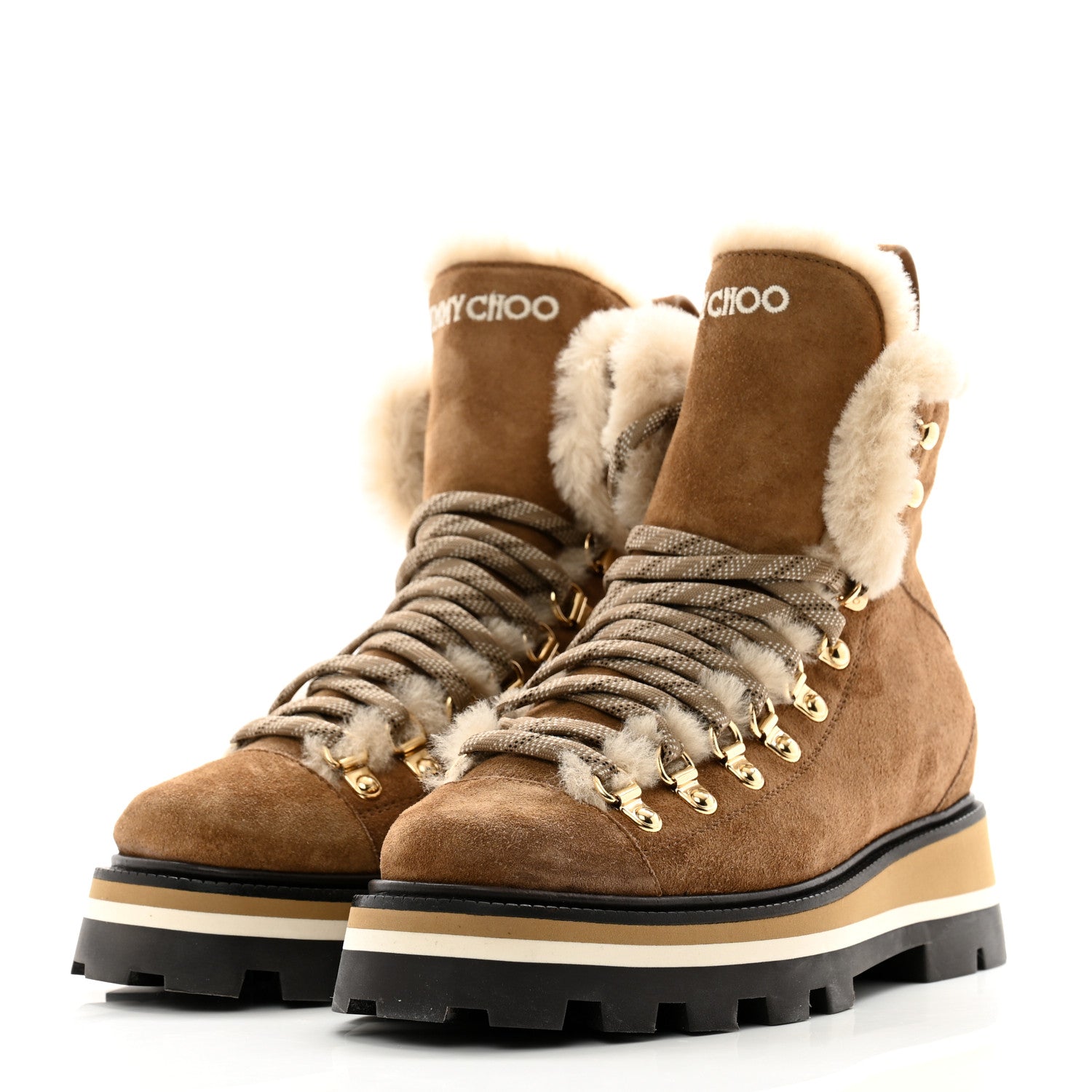 Jimmy Choo Suede Shearing Womens Chike Boots 35 Khaki Brown Barley 3 of 9