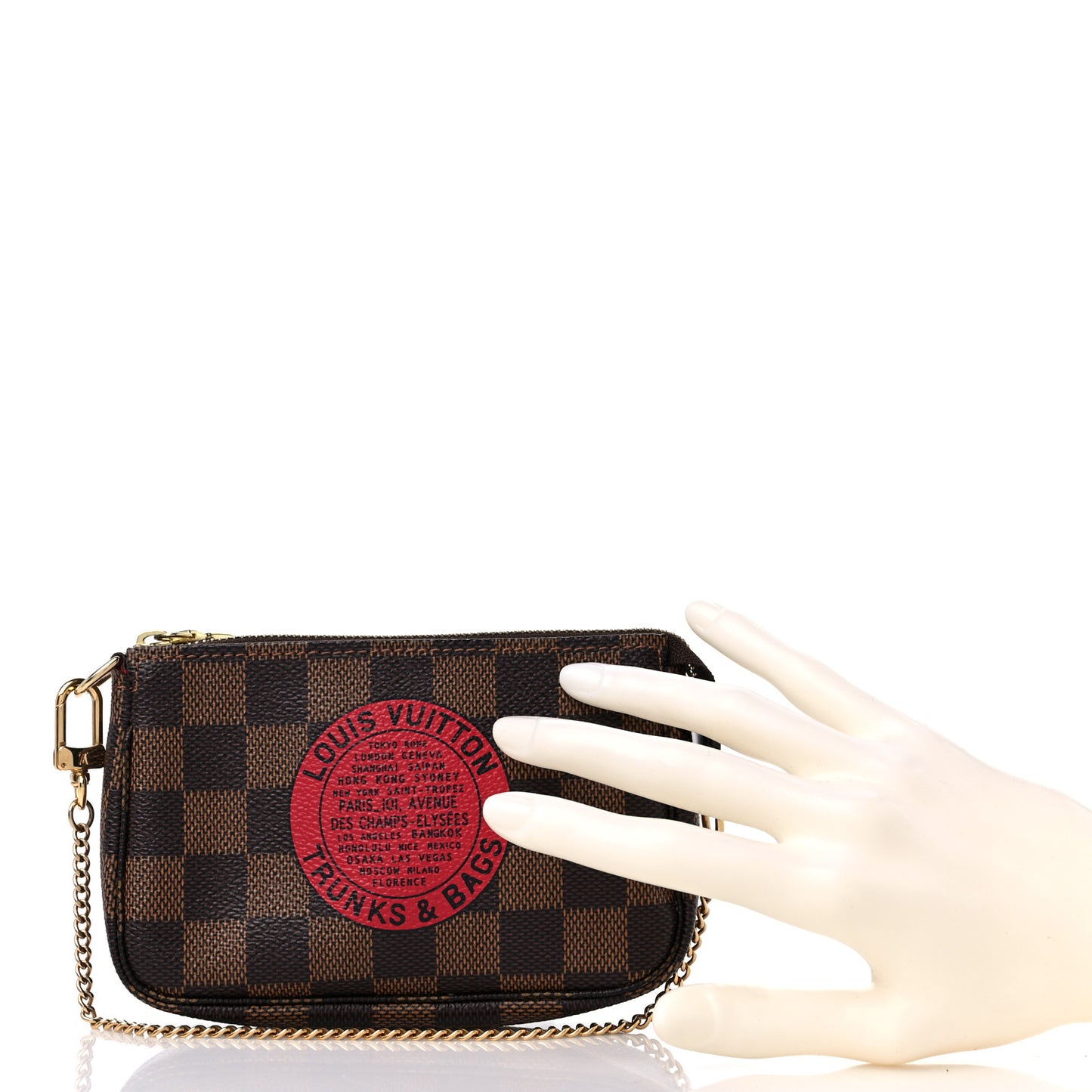 Damier Ebene Complice Trunks and Bags Mini Pochette Accessories Red