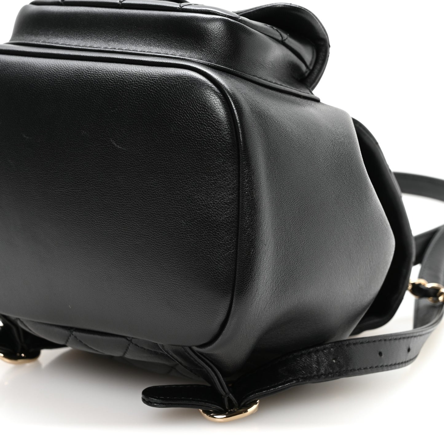 Lambskin Quilted Small Duma Drawstring Backpack Black