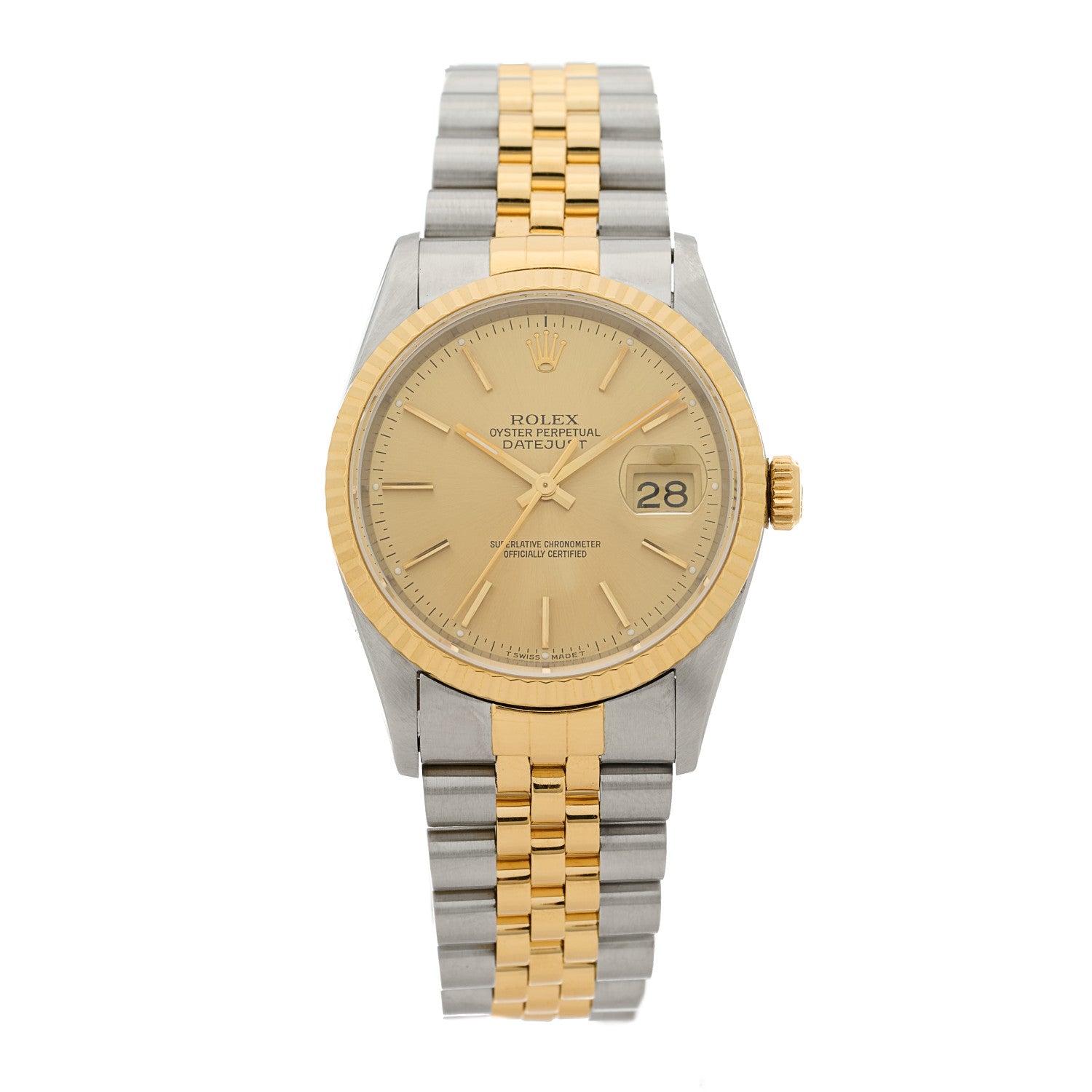 Rolex Stainless Steel 18K Yellow Gold 36mm Oyster Perpetual Datejust Watch Champagne 16233 1 of 4