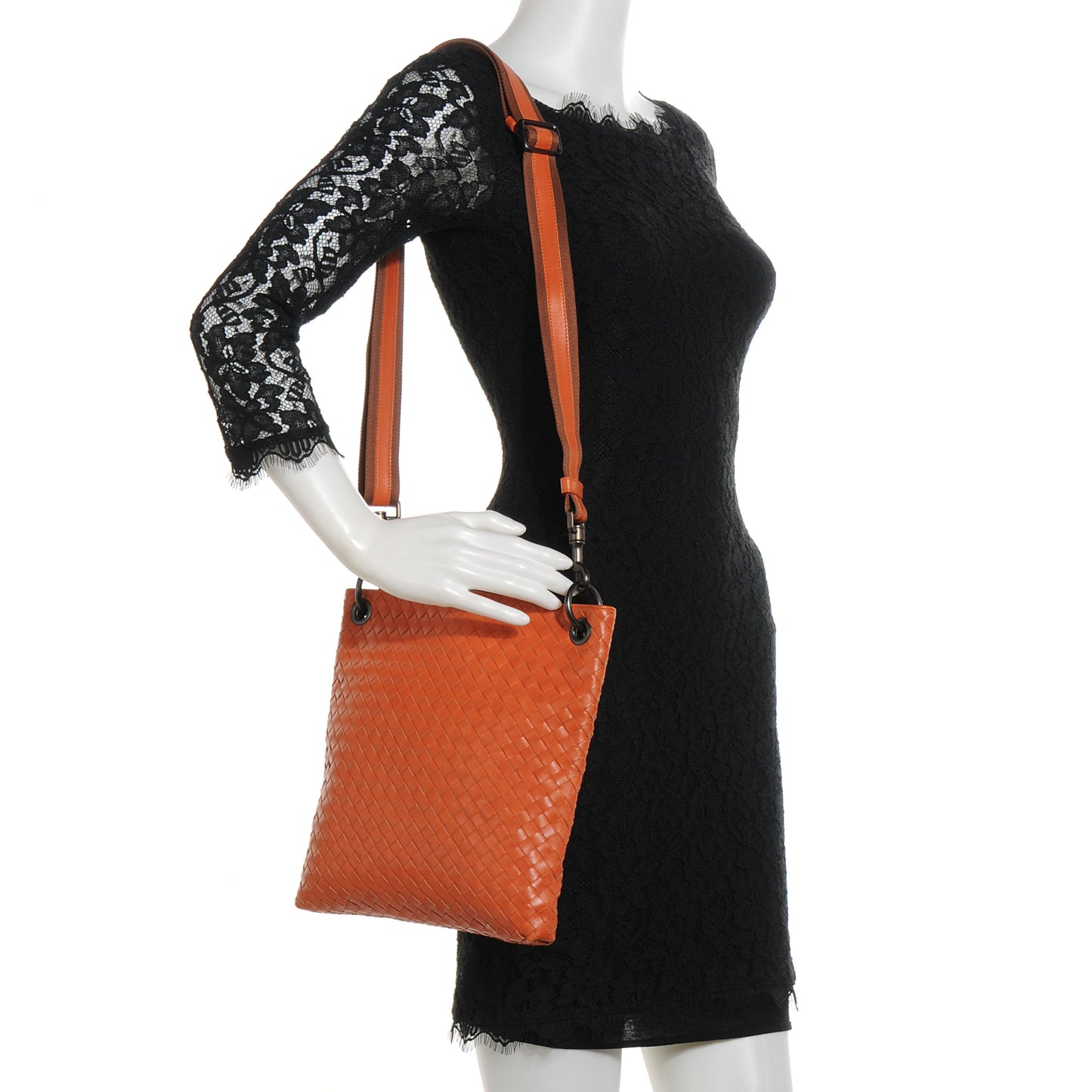Nappa Intrecciato Small Pocket VN Messenger Bag Orange
