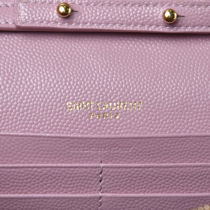 Saint Laurent Grain De Poudre Matelasse Chevron Monogram Chain Wallet Tender Pink 6 of 8