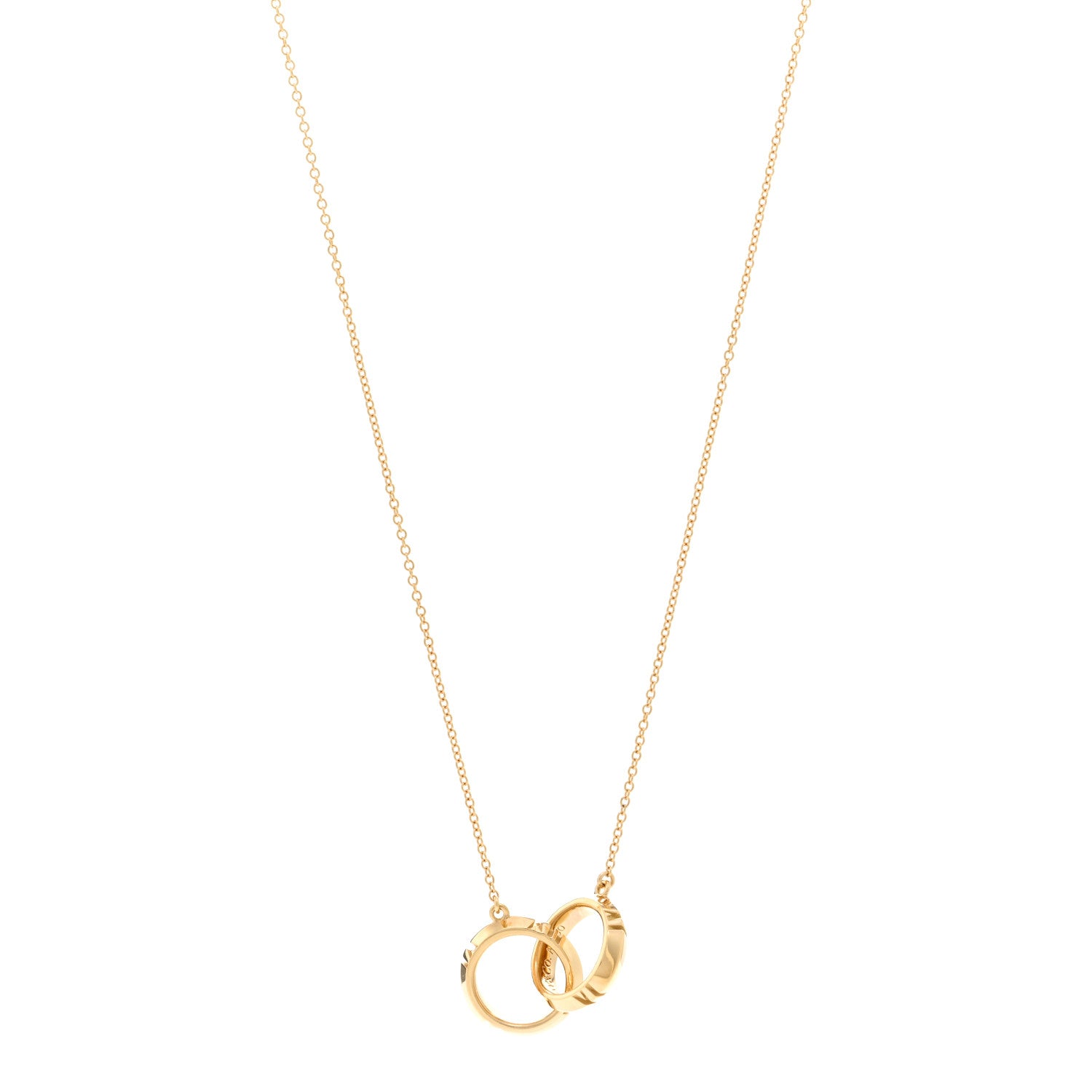 Tiffany 18K Yellow Gold Interlocking Atlas Open Pendant Necklace 1 of 5