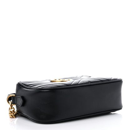 Gucci Calfskin Matelasse Small GG Marmont Chain Shoulder Bag Black 4 of 15
