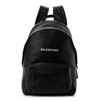 Balenciaga Smooth Calfskin Logo Small Everyday Backpack Black White 1 of 10