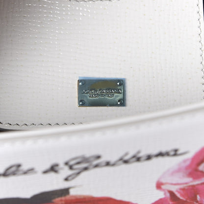 Dolce & Gabbana Grained Calfskin Floral Printed Small Lucia Satchel White 6 of 13