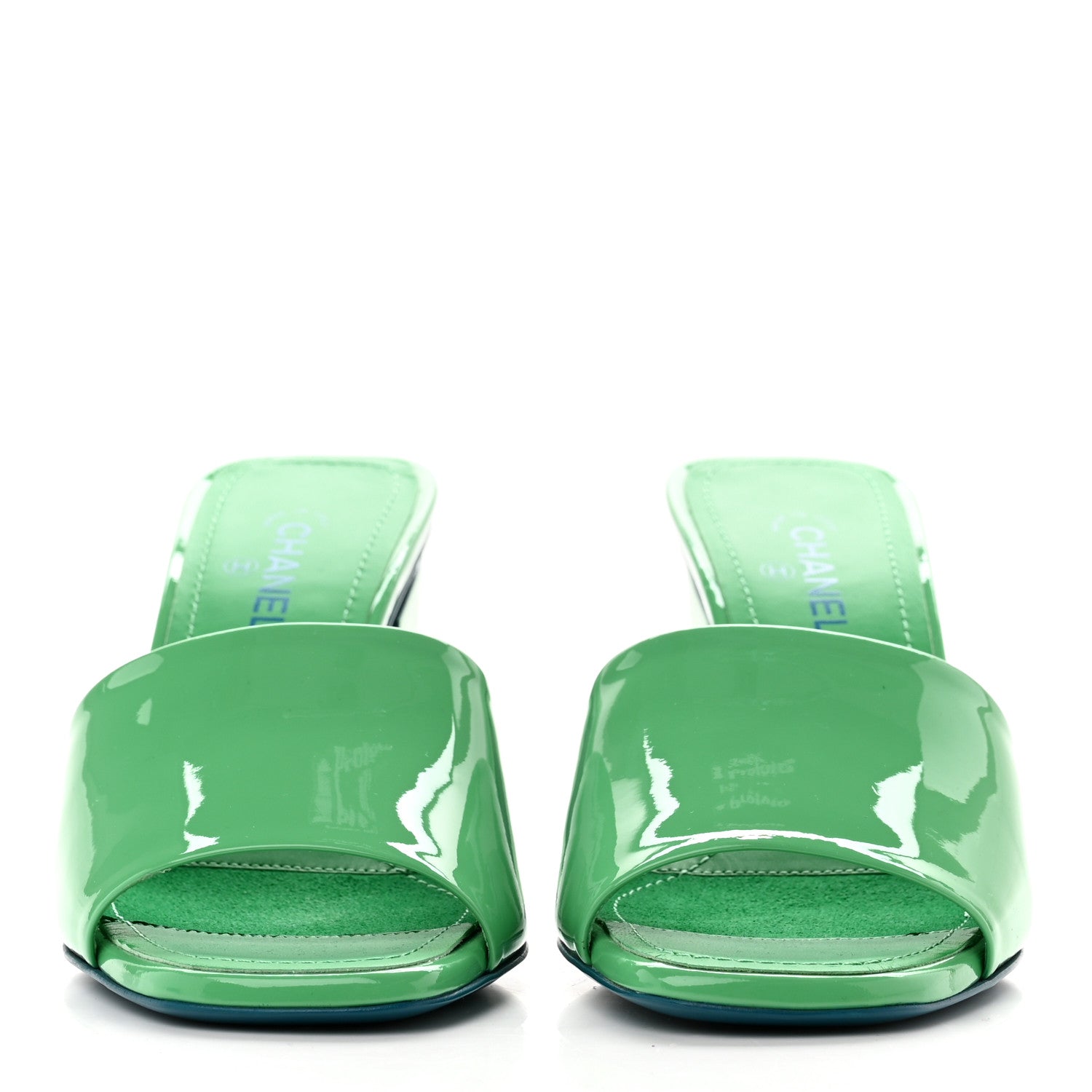 Chanel Patent CC Mules 35 Green Turquoise 2 of 8