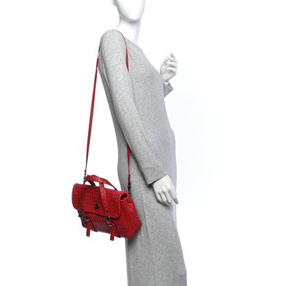 Bottega Veneta Nappa Intrecciato Flap Satchel Red 2 of 10