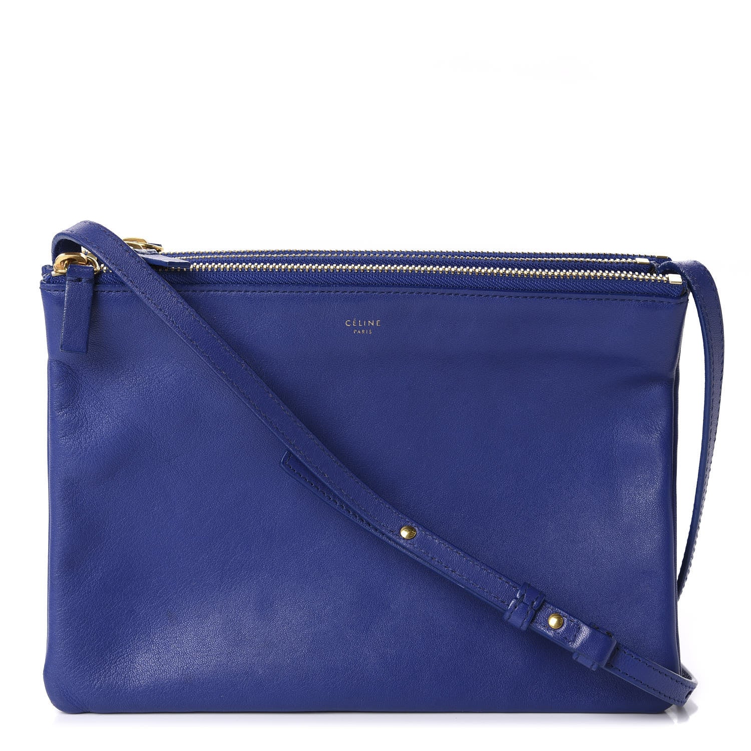 Celine Lambskin Large Trio Crossbody Bag Indigo 2 of 9
