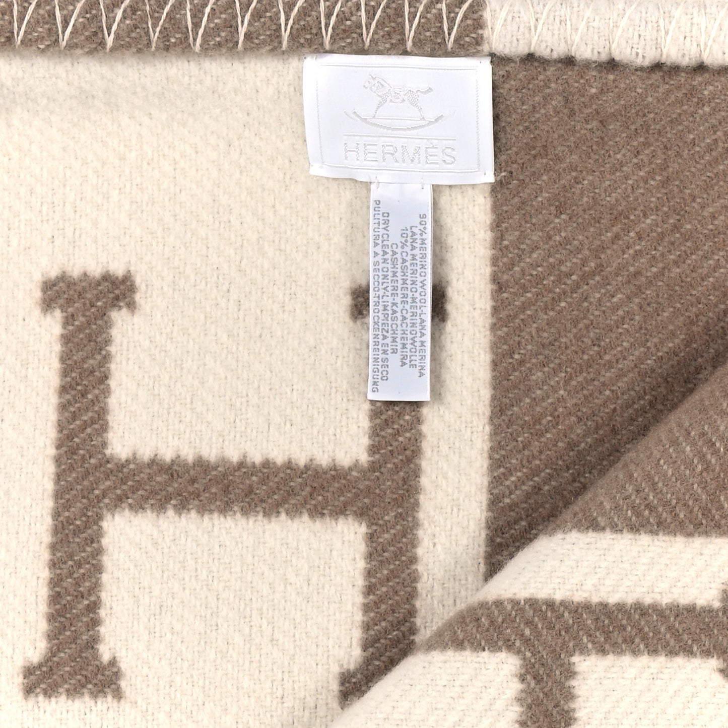 Wool Cashmere Avalon Baby Blanket Noisette Moyen White