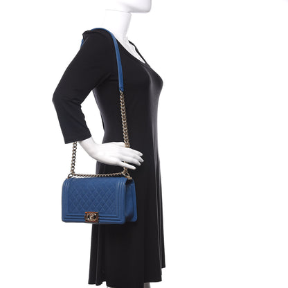Chanel Caviar Quilted Medium Boy Flap Blue 2 of 11