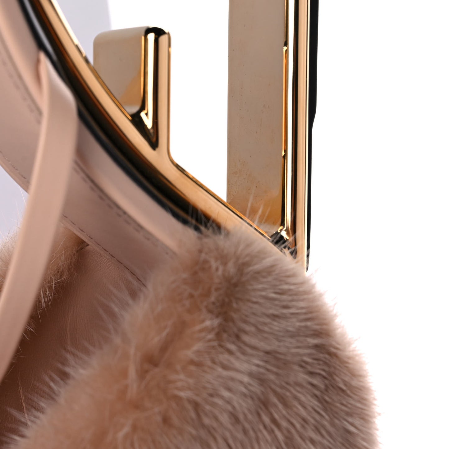 Mink Vitello Fendi First 95mm Slide Sandals 42 Pink