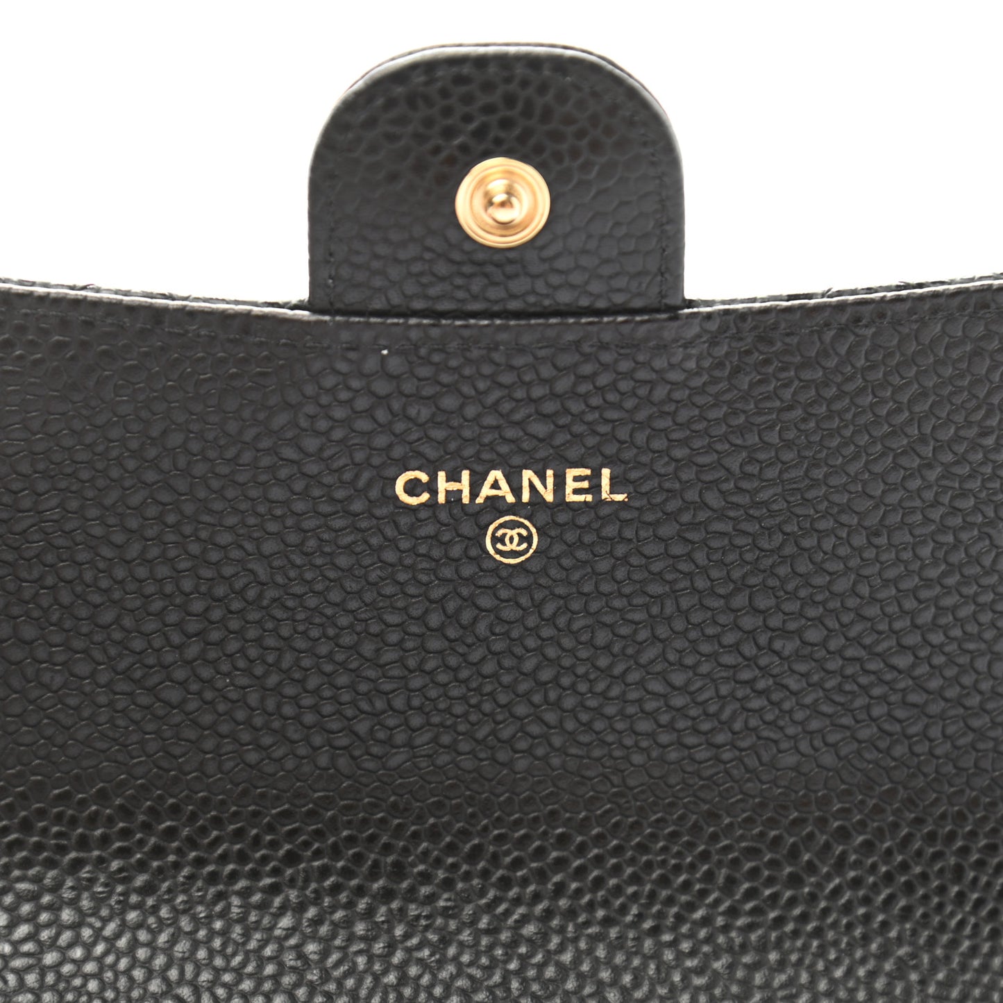 Caviar Quilted Large Gusset Flap Wallet Black