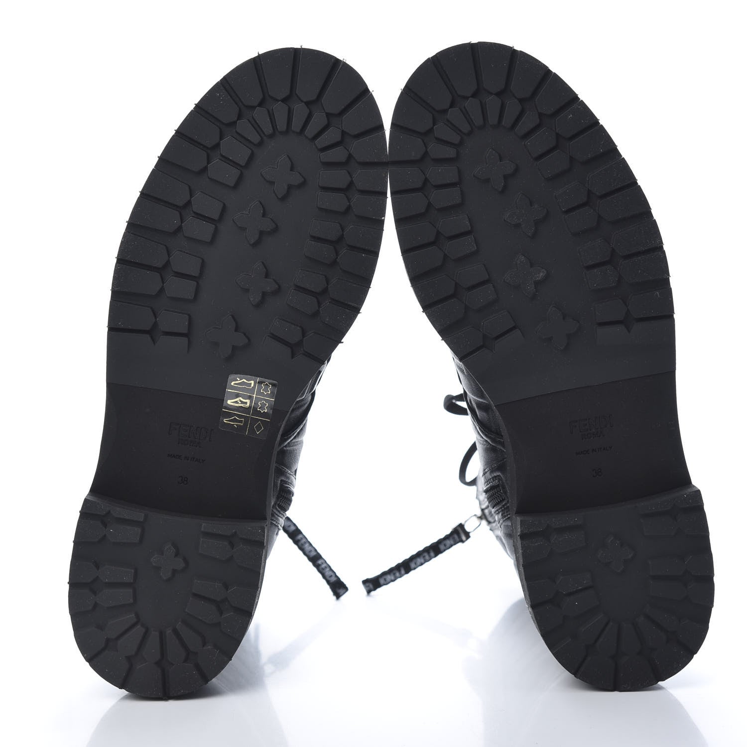 Fendi Nappa FF Embossed Womens Biker Boots 38 Black 5 of 8