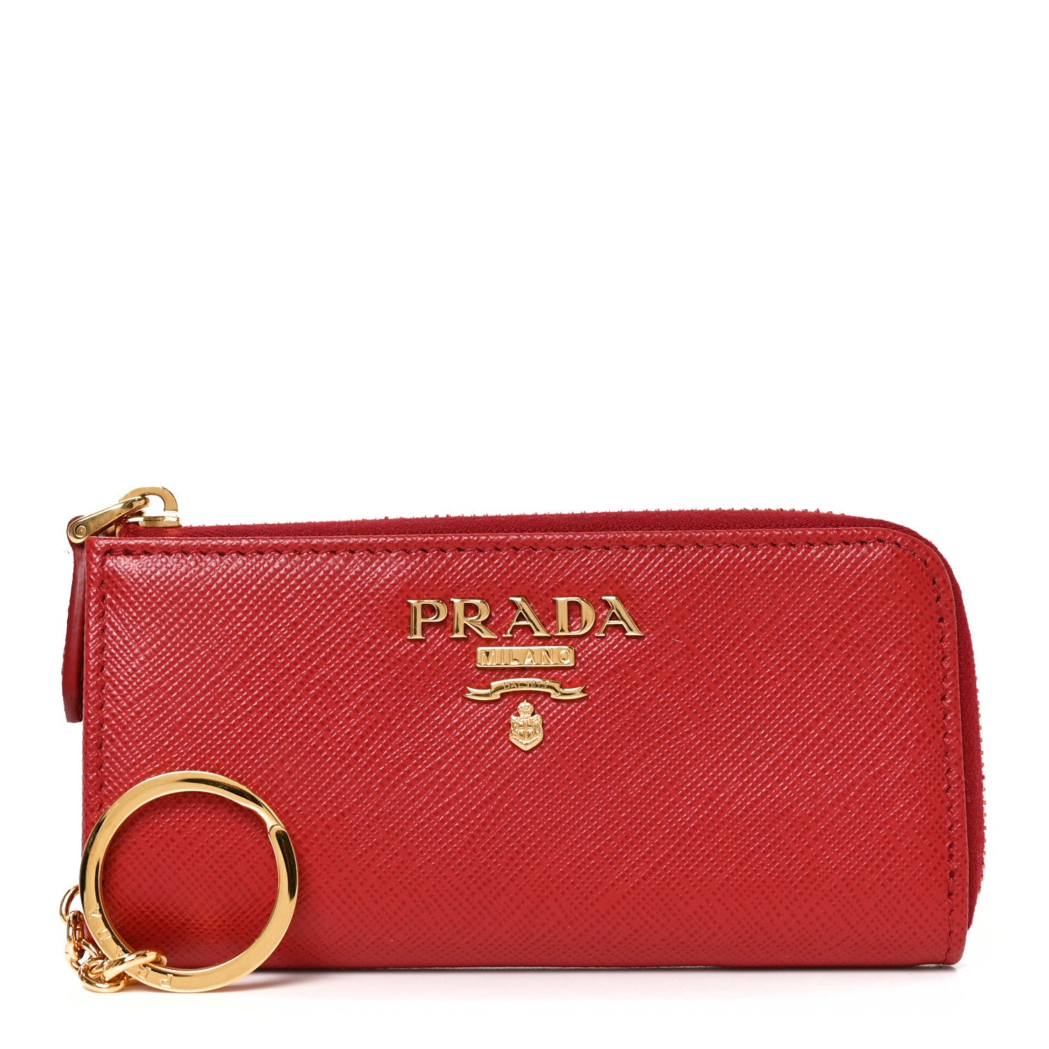 Prada Saffiano Metal Zip Around Key Holder Fuoco 1 of 6