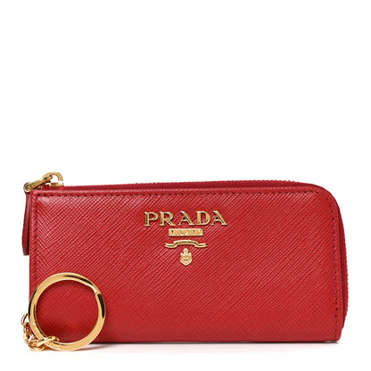 Prada Saffiano Metal Zip Around Key Holder Fuoco 1 of 6