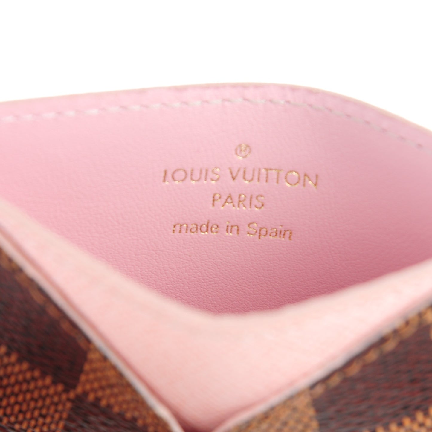 Damier Ebene Caissa Card Holder Rose Ballerine