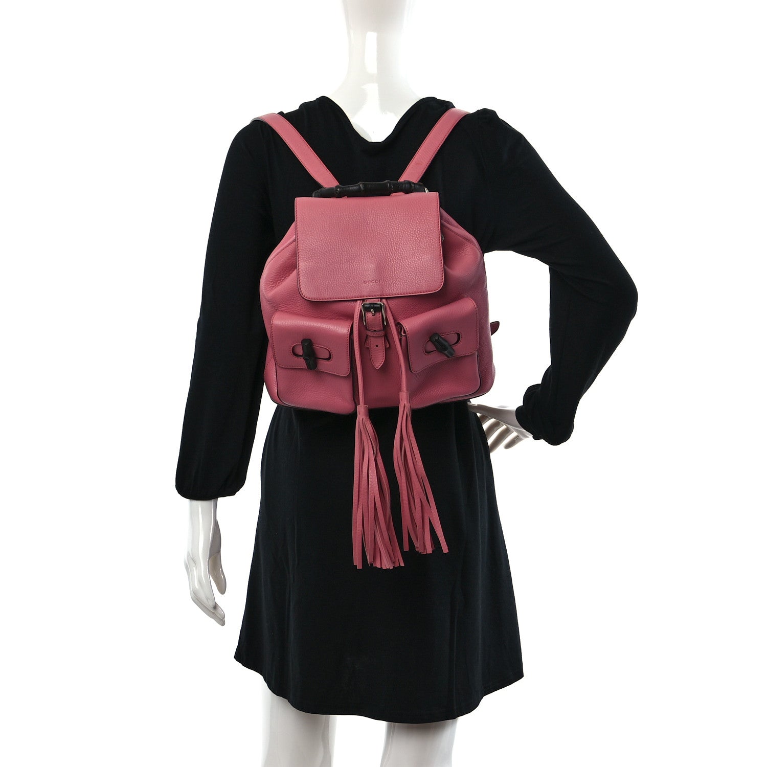 Gucci Cellarius Calfskin Medium Bamboo Backpack Glossy Pink 2 of 12