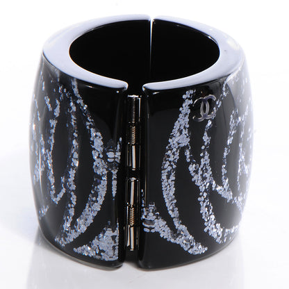Chanel Camellia Glitter CC Cuff Black 7 of 7
