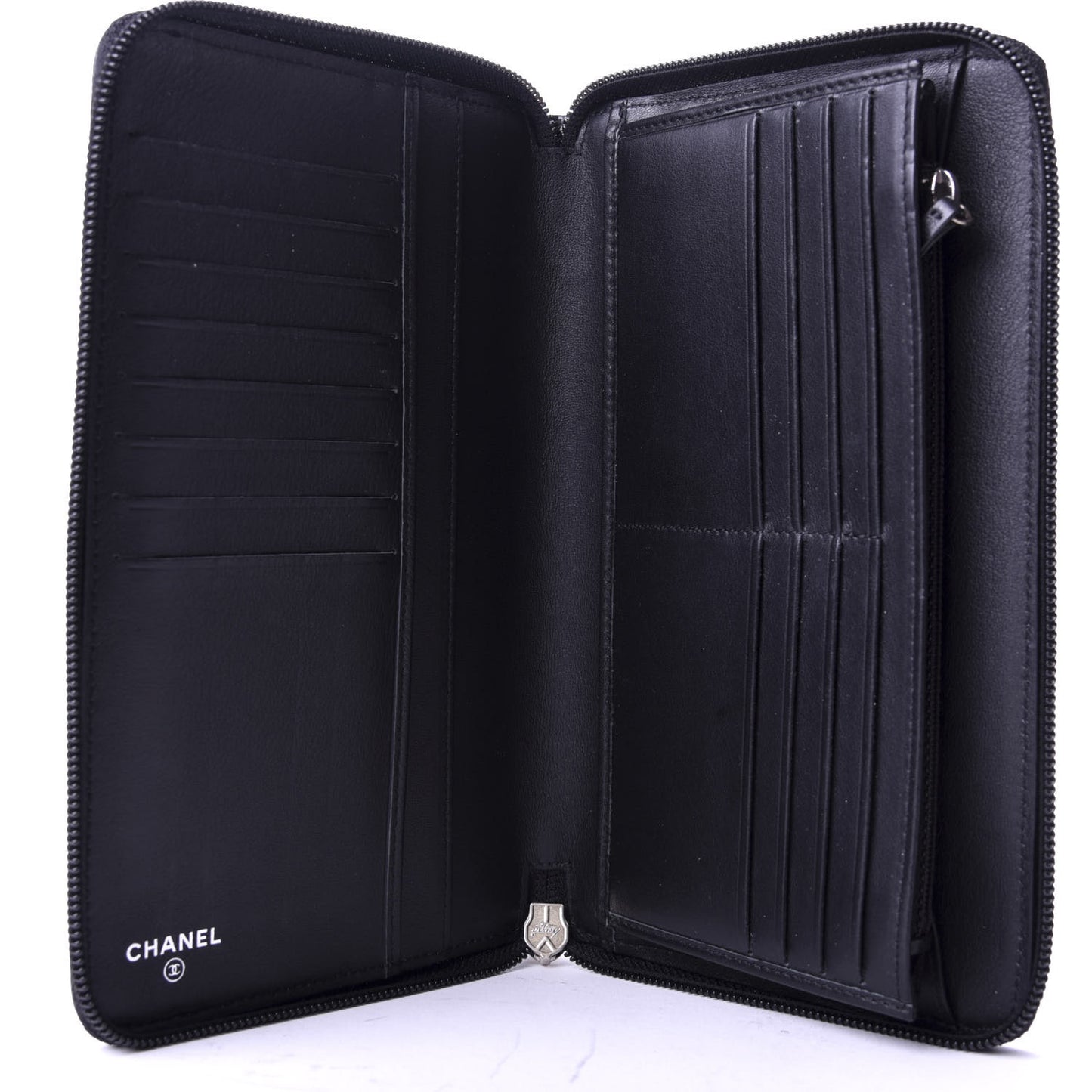 Caviar Large Timeless CC Zip Around Organizer Wallet Black