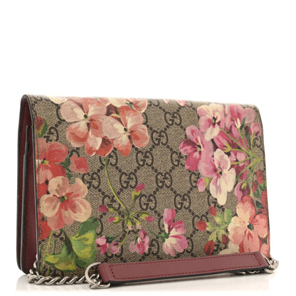Gucci GG Supreme Monogram Blooms Chain Wallet Beige Multicolor Dry Rose 3 of 13