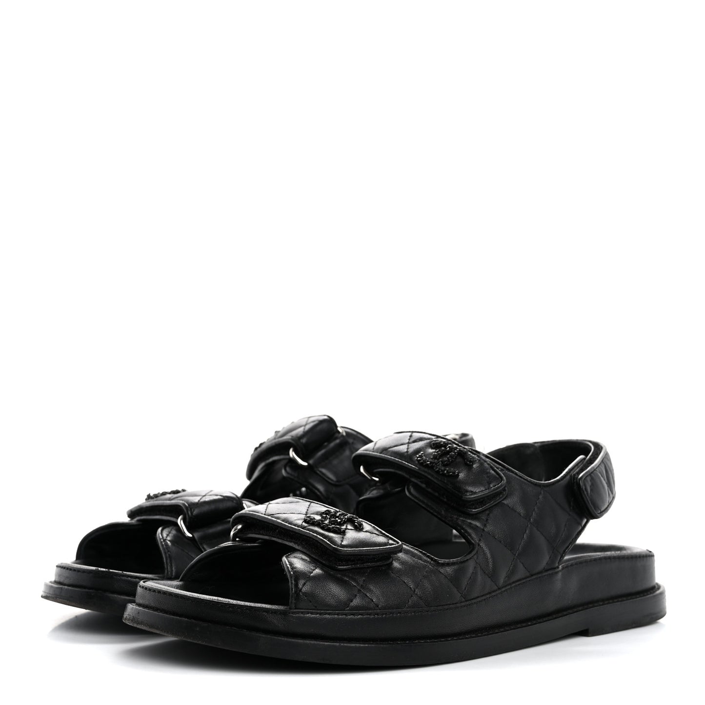 Lambskin Velcro Dad Sandals 38 So Black