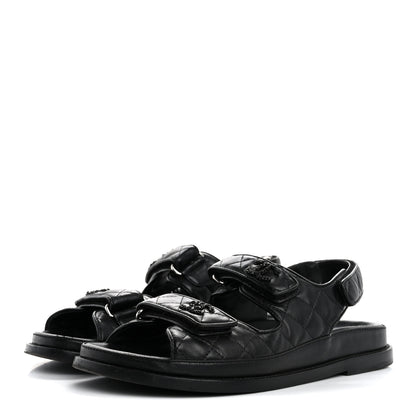 Chanel Lambskin Velcro Dad Sandals 38 So Black 4 of 14