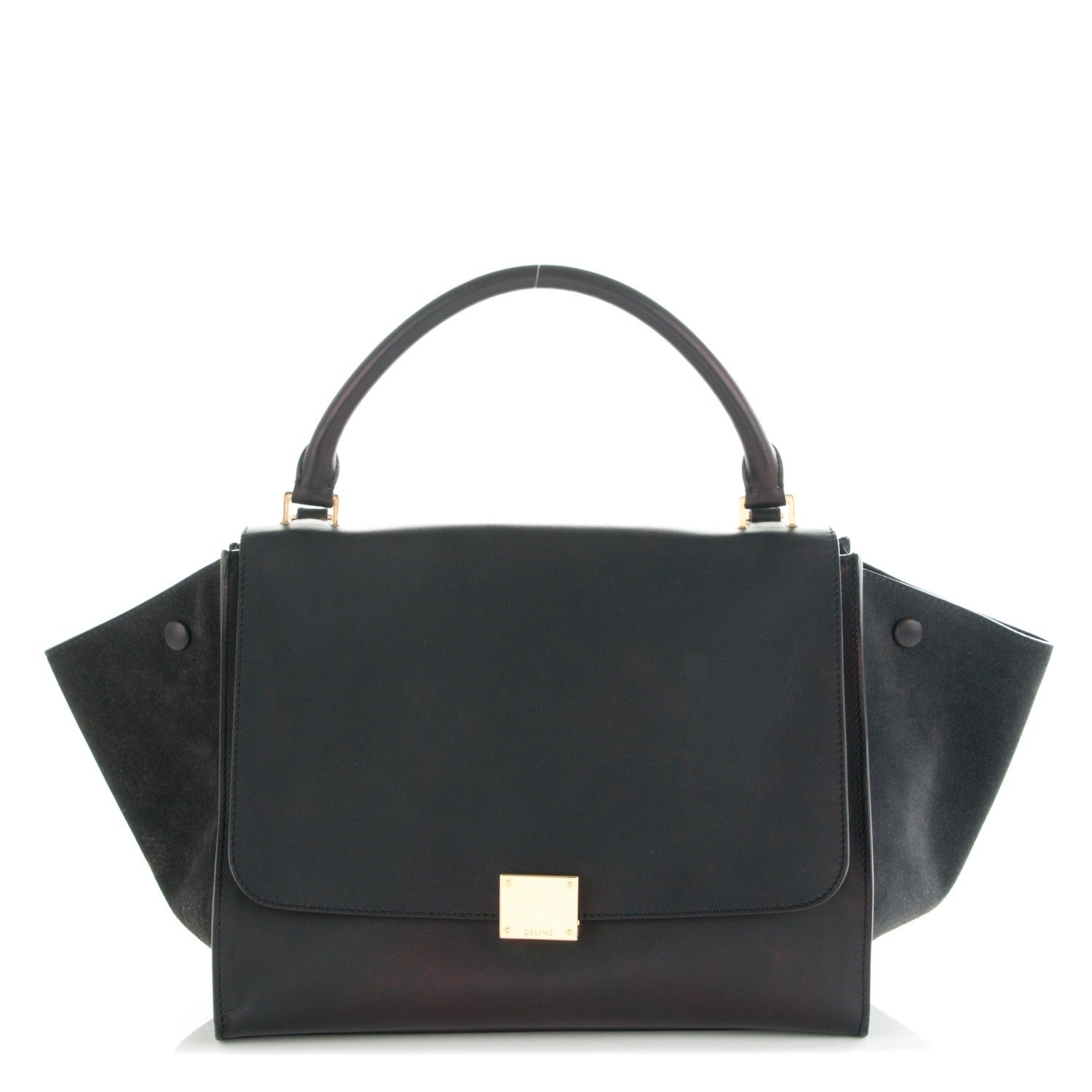 Celine Smooth Calfskin Suede Medium Trapeze Black 1 of 9