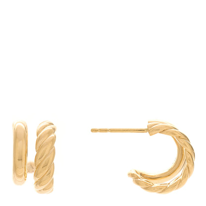 David Yurman 18K Yellow Gold Mercer Double Huggie Hoop Earrings 1 of 5