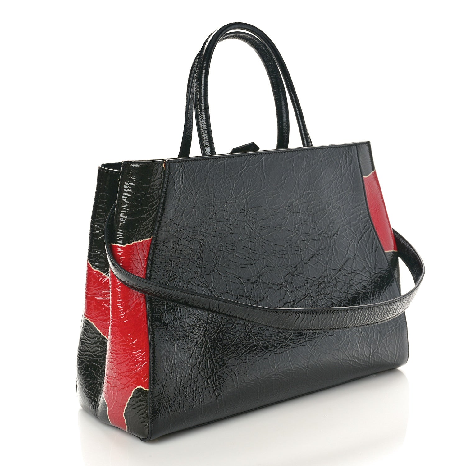 Fendi Patent Regular 2Jours Tote Black Red Milk 3 of 10