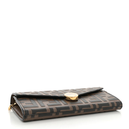 Fendi Vitello Soft F is Fendi Bi-Color FF 1974 Embossed Continental Envelope Wallet On Chain Maya Black 4 of 10
