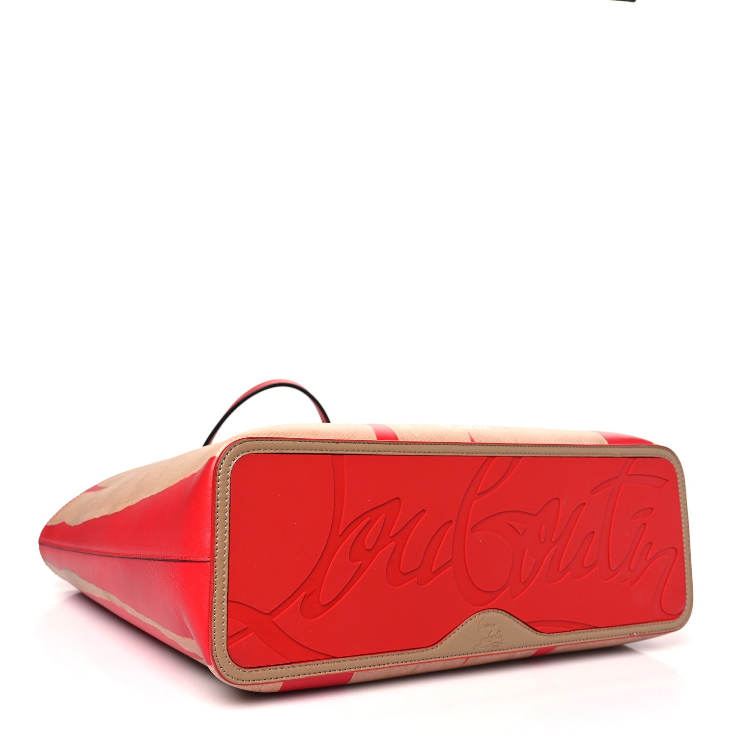 Christian Louboutin Calfskin Spikes Loubi Print East West Cabata Tote Kraft Red 5 of 11