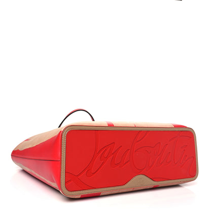 Christian Louboutin Calfskin Spikes Loubi Print East West Cabata Tote Kraft Red 5 of 11