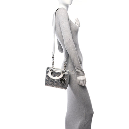 Christian Dior Iridescent Metallic Lambskin Cannage Small My ABCDior Lady Dior Silver 2 of 10