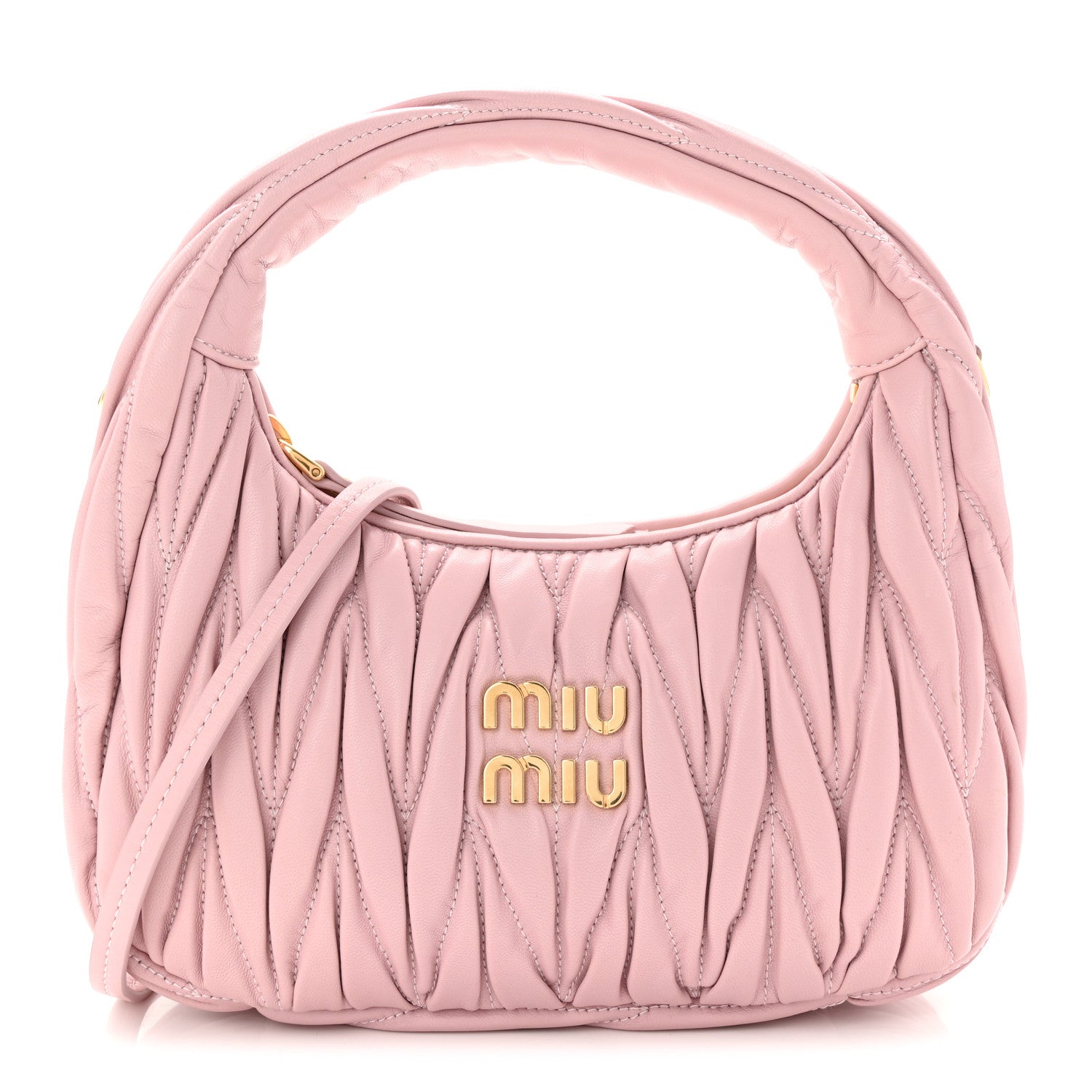 Miu Miu Nappa Matelasse Small Wander Hobo Alabastro 1 of 10