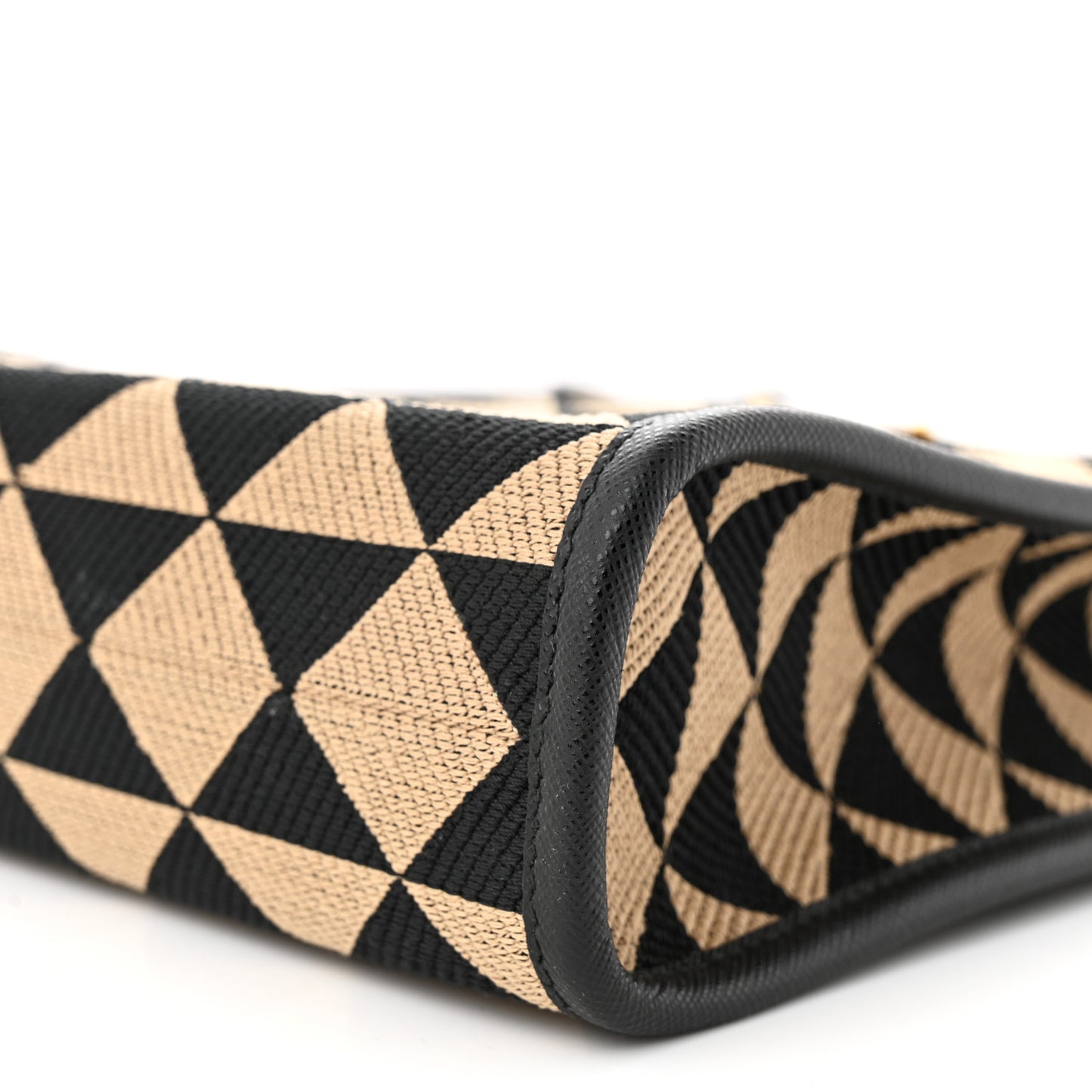 Jacquard Saffiano Triangolo Symbole Embroidered Micro Tote Black Corda
