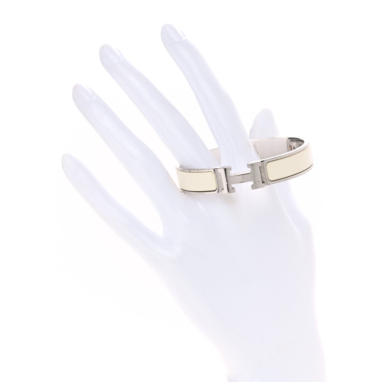 Enamel Narrow Clic Clac H Bracelet PM White